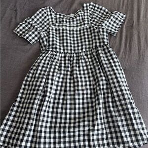 Madewell Black and White Puff Sleeve Sundress